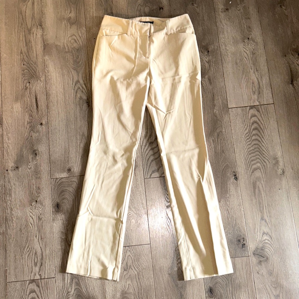 New York & Company Cream Straight Leg Trousers